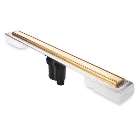 Желоб BERGES водосток В1 Keramik 900, золото глянец, S-сифон D50/105 H50 вертикальный, артикул 092020