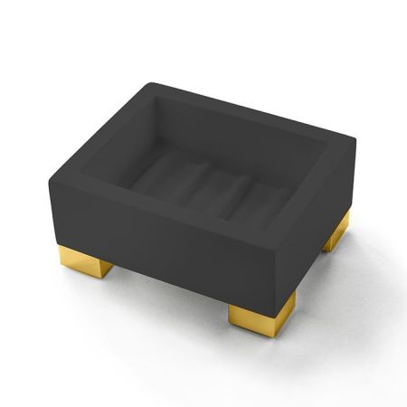 3SC Bemood  White Мыльница настольная, цвет черный/золото, артикул BEMDN01AGD