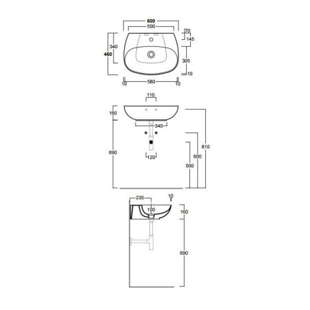 SIMAS Vignoni раковина накладная/подвесная 60*46см, с 1 отв. под смеситель, цвет: белый, артикул VI10bi*1