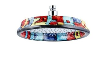 Graffio Girano, круглая потолочная душевая головка антикальковая 25см, цвет хром-Astratto rosso