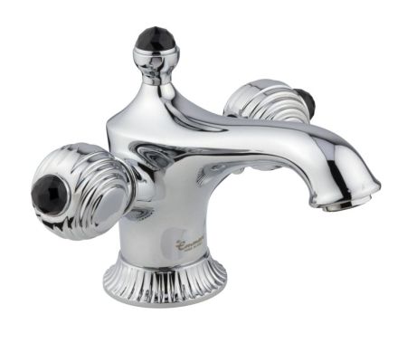 Смеситель The One с донным клапаном для раковины. Металлические ручки + черные кристаллы Swarovski,, артикул 98003SWNEOA