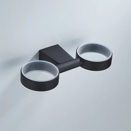 Стакан для ванной комнаты двойной Shevanik SG5722H, черный, артикул SG5722H