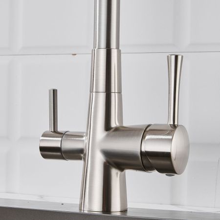 Смеситель для кухни с подключением фильтра Shevanik S428L, сатин, артикул S428L