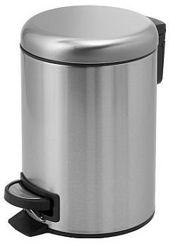 Gedy Potty, круглый контейнер для мусора с педалью (5 л.), крышка soft close, цвет зачищенный хром