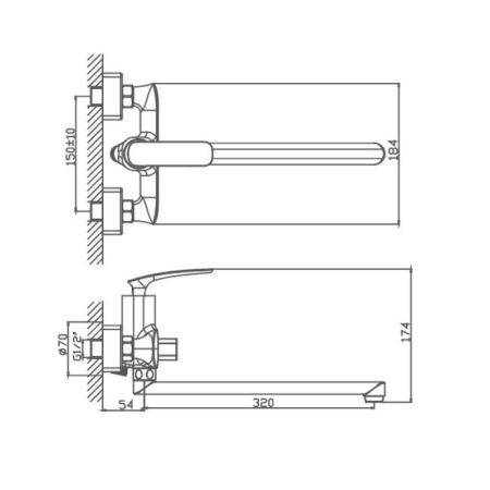 Смеситель для ванны Haiba HB22616, хром