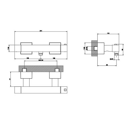 Gessi Rettangolo K Смеситель термостатический наружный для ванны с автоматическим переключателем ванна-душ, цвет хром, артикул 19431#031