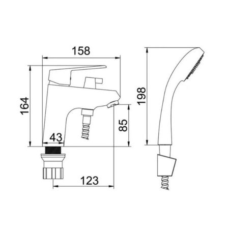 Смеситель для раковины с душевой лейкой D-Lin D131362, хром