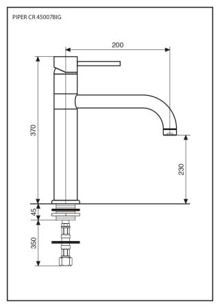 Emmevi Piper, высокий кухонный смеситель с поворотным изливом, цвет хром, артикул 45007BIGCR
