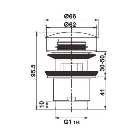 Донный клапан для раковины с переливом Maretti AC19Z12560, черный, артикул AC19Z12560
