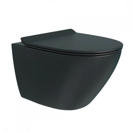 Унитаз подвесной Maretti Elena безободковый с микролифтом, EA10PBM93-560, черный, артикул EA10PBM93-560