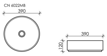 Раковина накладная круглая Element 390x390x120мм, черный матовый Раковина накладная круглая Element 390x390x120мм, черный матовый