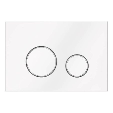 Кнопка смыва Veconi Round VFR-WCH, 150х220х13, пластик, белый, кайма - хром глянцевый, артикул VFR005WCH