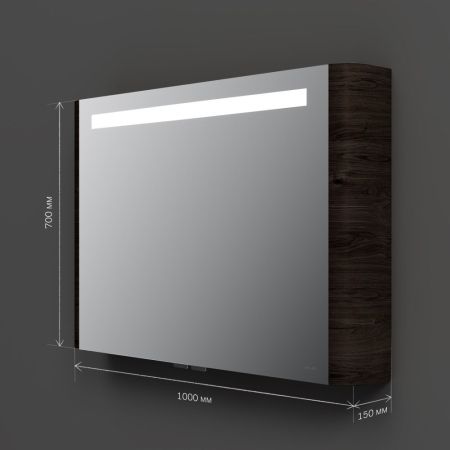 M30MCX1001TF Sensation, зеркало, зеркальный шкаф, 100 см, с подсветкой, табачный дуб, текстурированн