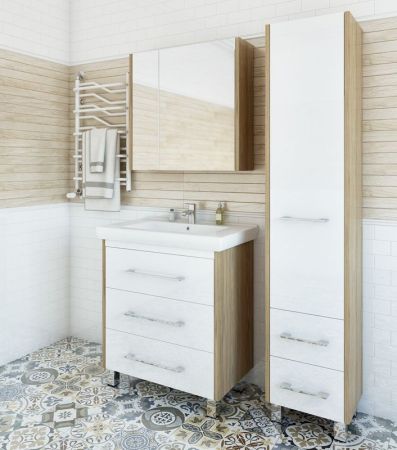 Шкаф пенал Sanflor Ларго 40 R Н0000000029 Швейцарский вяз Белый, артикул Н0000000029