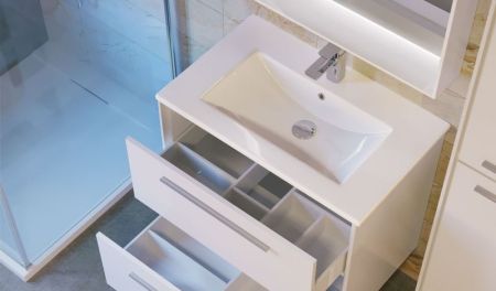 Тумба под раковину Raval Frame 75 подвесная Белая, артикул Fra.01.75/P/W