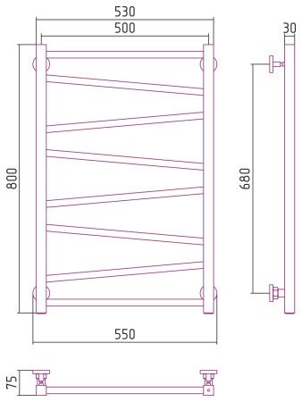Полотенцесушитель водяной Сирокко 800х500 (Без покрытия)