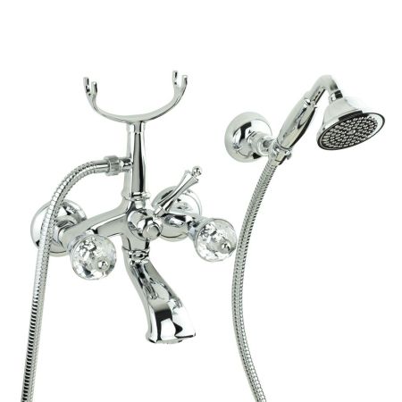 KORONA Смеситель для ванны внешний изогнутый, ручки Crystal, хром, артикул 27307