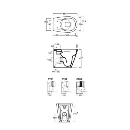 Simas Gambassi Унитаз приставной безободковый 56.5х37,5 см, цвет белый