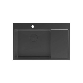 Кухонная мойка Lemark KEZADRA 780L прямоугольная с крылом из нержавеющей стали (чаша СЛЕВА) цвет: чёрный матовый (9932152)