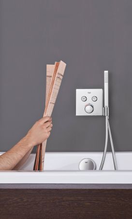 Внешняя часть термостатического смесителя на 2 выхода GROHE Grohtherm SmartControl со встроенным держателем ручного душа, хром (29125000), артикул 29125000