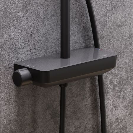 936750300 Scandinavian Pure душевая система с душевым ТМС смесителем полкой, чёрный, артикул 936750300