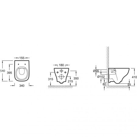 Унитаз подвесной JACOB DELAFON STRUKTURA EDE102-00 Rim гор. вып. 54*34 (белый), шт, артикул EDE102-00