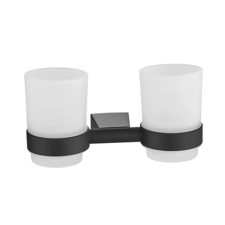 Стакан для ванной комнаты двойной Shevanik SG5722H, черный, артикул SG5722H