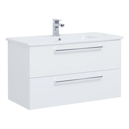 Тумба с раковиной подвесная Dreja Gio 100 см, белый, артикул 77-0105W-com