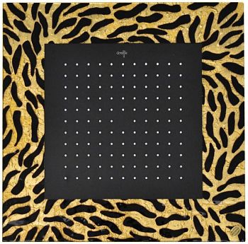 Graffio Laguna, квадратная потолочная душевая головка антикальковая 40см, цвет золото-Alga Nera base mat oro