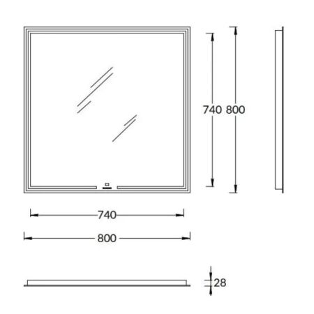 Зеркало MIO прямоугольное с диммером 80, белое, артикул MIO.mi.80\WHT