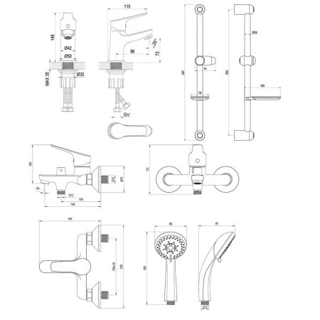 Комплект смесителей Rossinka "3 в 1" (SET35-84), артикул SET35-84