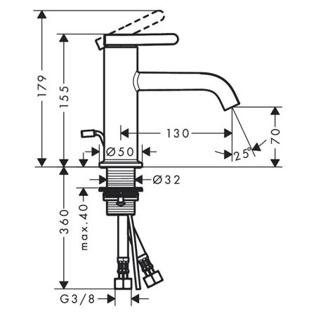 AX One Смеситель для раковины 70, цвет полированный черный хром, артикул 48000330