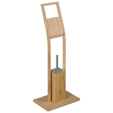 Eршик BAMBUS для унитаза, с подставкой/держателем для туалетной бумаги, квадратная, бамбук, Sapho, артикул BI026