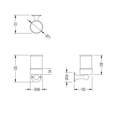 Devon New York Стакан с настенным держателем, керамика/хром, артикул NY103CR