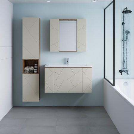 Тумба под раковину подвесная Бриклаер КРИСТАЛЛ латте, 100 см, артикул 4627125416897