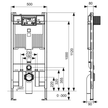 Застенный модуль TECEprofil с бачком Octa 2.0, с крепежом, артикул 9300500
