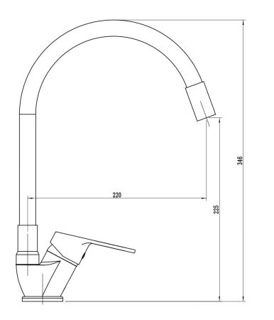 Смеситель Tide для кухни, гибкий излив, артикул: TD519B, артикул TD519B