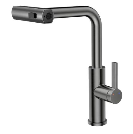 Смеситель для кухни с выдвижной лейкой RUSH Tinos (TI3732-18Grey), артикул TI3732-18Grey