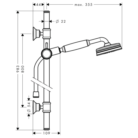 AX Montreux Душевой гарнитур (ручной душ 1jet + штанга + держаель для душа), цвет: хром, артикул 27982000