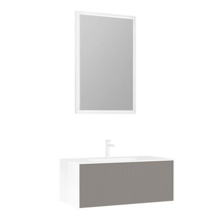 Тумба с раковиной ORKA Cube 100 подвесная, бежевый матовый