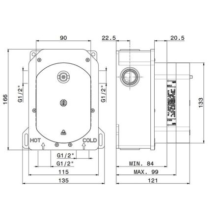 Newform Встраиваемая часть термостатического смесителя 1/2" на 2 источника