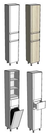Шкаф-пенал напольный "Алабама 35 Z1", корзина, белый, артикул SD-00000677