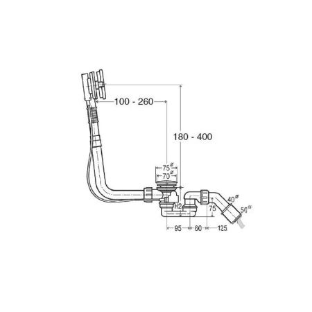 Слив-перелив, Bette, для ванны, полуавтоматический, длина троса, мм-560, диаметр слива, мм-52, накладки-есть, цвет-хром, артикул B600-901