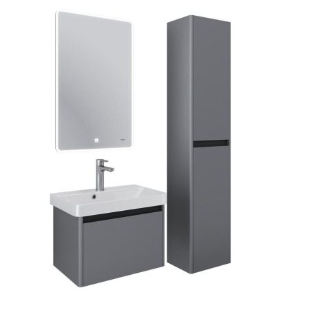 Тумба с раковиной подвесная Dreja Luxury 55 см, серый базальт, артикул 99-2011-com