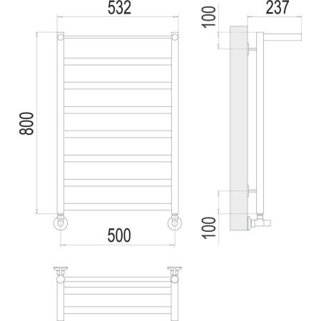 Полотенцесушитель водяной с полкой Terminus Хендрикс П8 50х80, артикул 4670078530424
