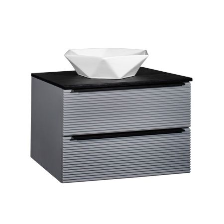 Тумба RUNO Орлеан 70 серый/чёрный подвесная под накладной умывальник (00-00002021), артикул 00-00002021