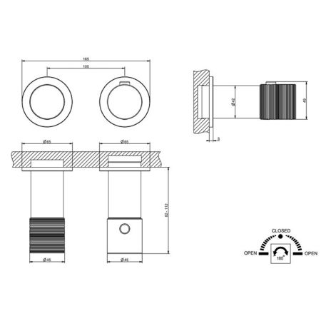 GESSI HABITO TRAME Смеситель настенный встраиваемый, термостатический, с переключателем на 2 положения, внешняя часть, цвет хром, артикул 70334#031