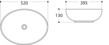 Раковина керамическая накладная AM-78166, цвет белый, 520х395х130, артикул AM-78166