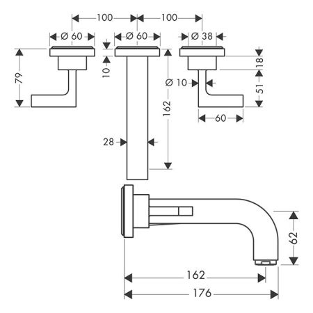 AX Citterio Смеситель для раковины , цвет шлифованная бронза, артикул 39315140