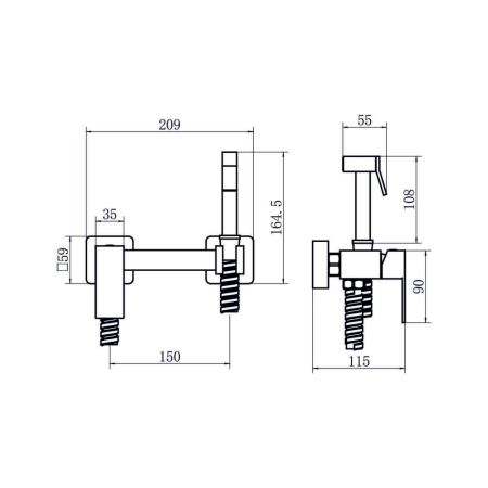Гигиенический душ со смесителем FASHUN A57504-17, графит